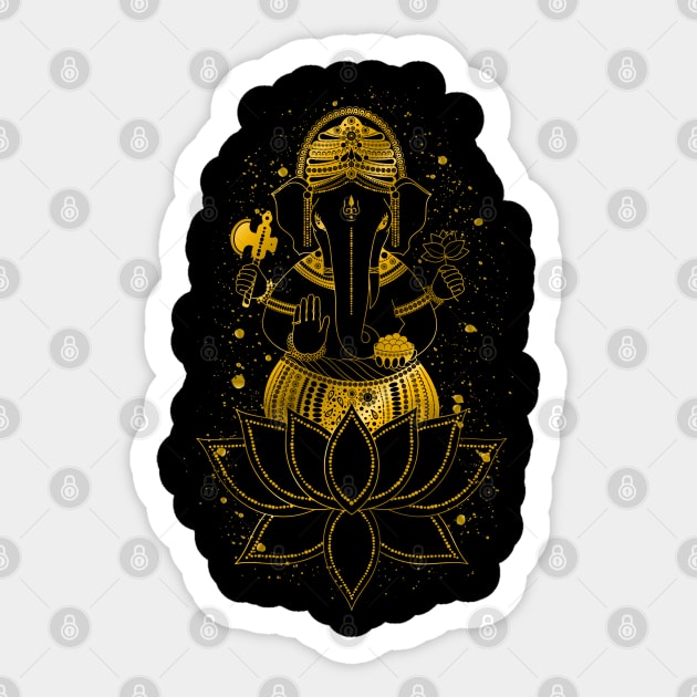 Golden Ganesha Sticker by MarinaDemidova